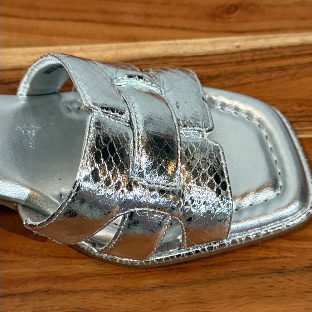 Kenneth Cole Metallic Silver Mules